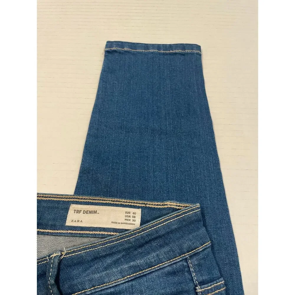 Zara women's blue skinny jeans size 8 Mid rise skinny stretch denim TRF denim